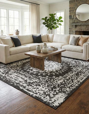12' x 12' Easy-Clean Traditional Indoor / Outdoor Square Rug