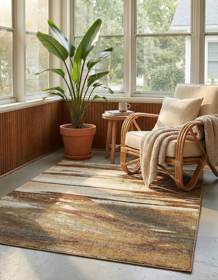 Detail image of 4' x 6'  Washable Modern Indoor / Outdoor Rug