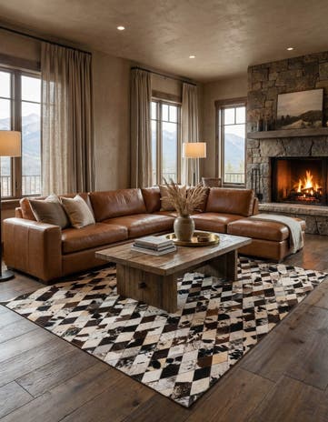 5' 7 x 8' Cowhide Stocks Rug
