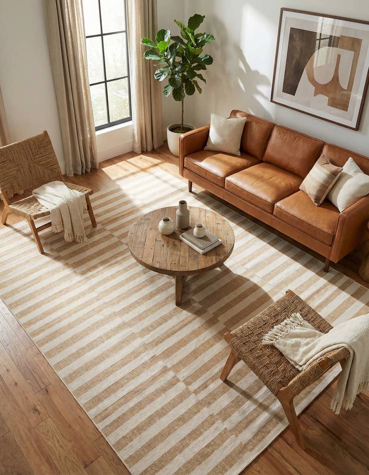 Detail image of 10' x 13' Easy-Clean Striped Indoor / Outdoor Rug
