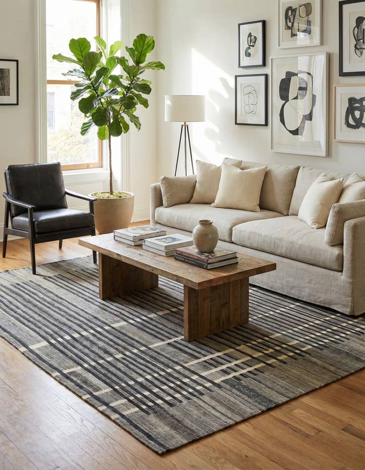 Detail image of 5' 7 x 8'  Hand Woven Kilim Modern Wool Rug