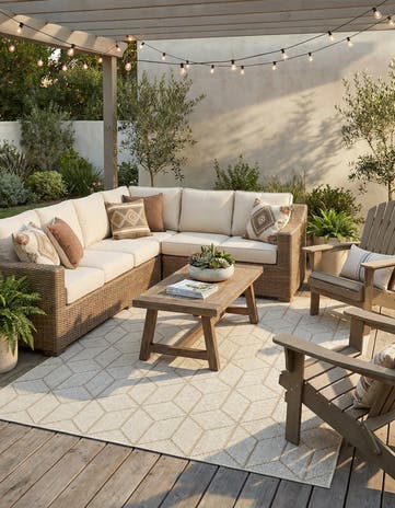 6' 1 x 9' Easy-Clean Lattice Indoor / Outdoor Rug