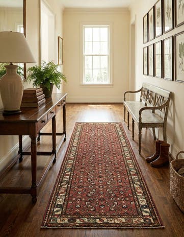 4' x 9' 10 Hand Knotted Hossainabad Persian Wool Runner Rug