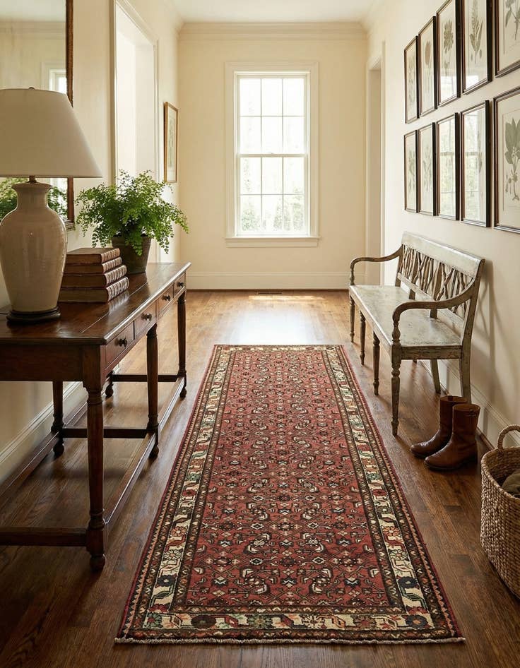 Detail image of 4' x 9' 10  Hand Knotted Hossainabad Persian Wool Runner Rug