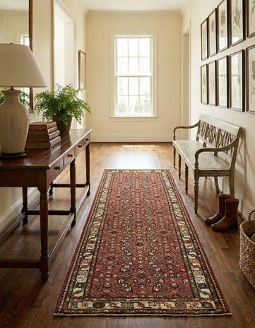 4' x 9' 10 Hand Knotted Hossainabad Persian Wool Runner Rug