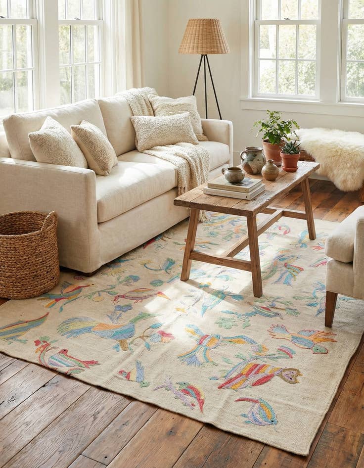 Detail image of 5' x 6' 1  Hand Woven Kilim Suzani Wool Rug