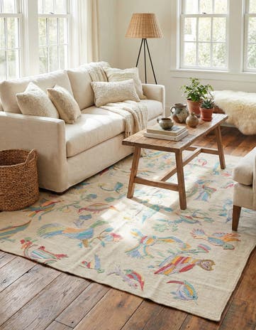 5' x 6' 1 Hand Woven Kilim Suzani Wool Rug