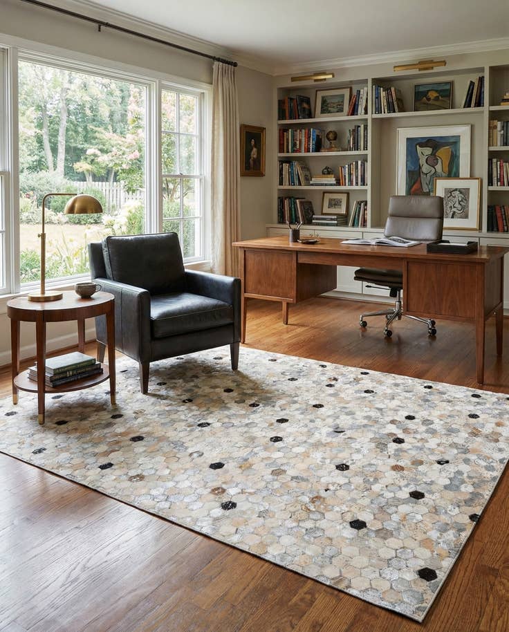 Detail image of 5' 2 x 7' 5 Cowhide Stocks Rug