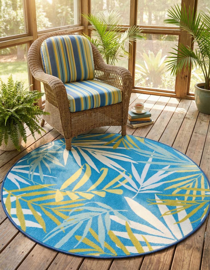 Detail image of 3' 3 x 3' 3  Washable Jill Zarin Caribbean Indoor / Outdoor Round Rug