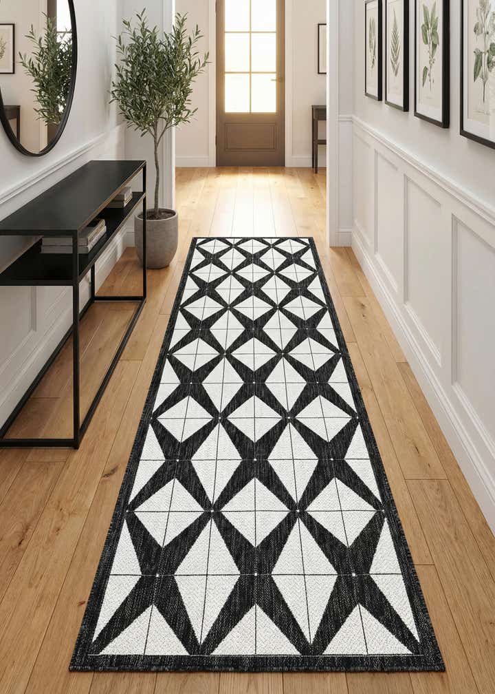 2' 7 x 12' Easy-Clean Modern Indoor / Outdoor Runner Rug