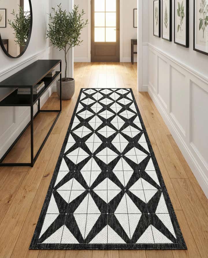 2' 7 x 12' Easy-Clean Modern Indoor / Outdoor Runner Rug