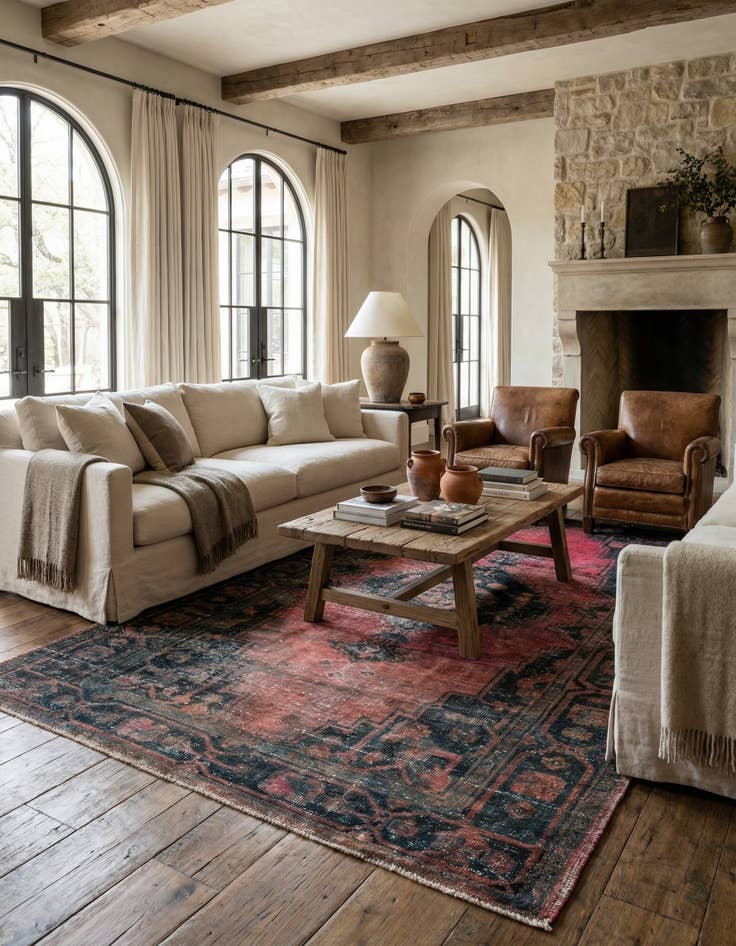 Detail image of 4' 9 x 8' 6  Hand Knotted Ultra Vintage Persian Wool Rug