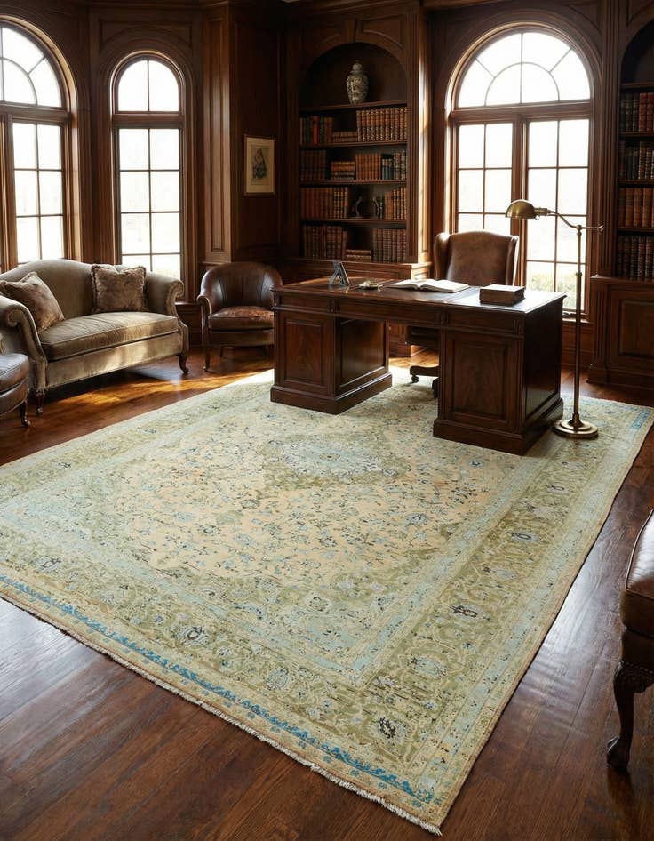 Detail image of  9' 10 x 13' 2  Hand Knotted Kashan Persian Wool Rug