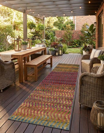 2' 7 x 12' Easy-Clean Modern Indoor / Outdoor Runner Rug