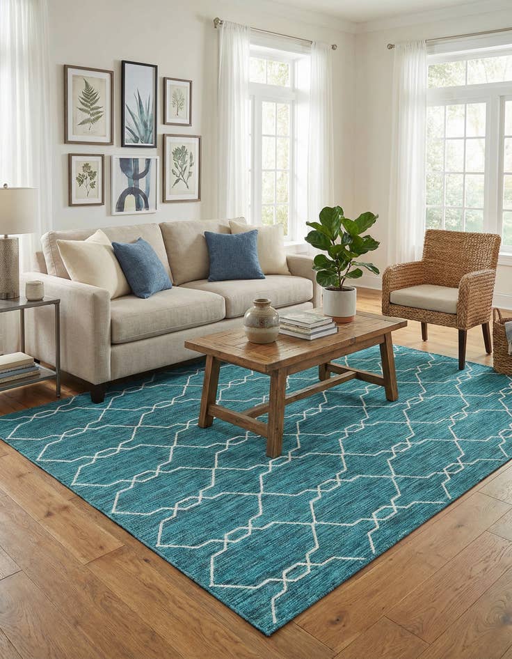 Detail image of 7' x 10'  Washable Trellis Indoor / Outdoor Rug