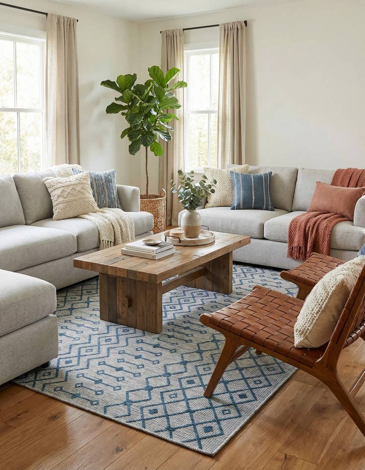 Detail image of 6' x 9'  Washable Trellis Indoor / Outdoor Rug