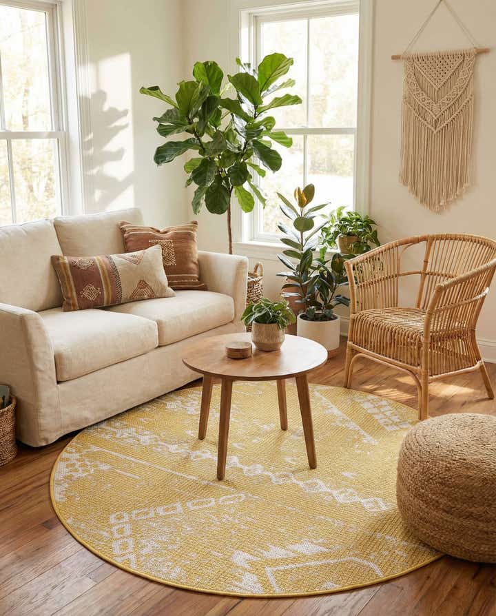 4' x 4' Easy-Clean Bohemian Indoor / Outdoor Round Rug