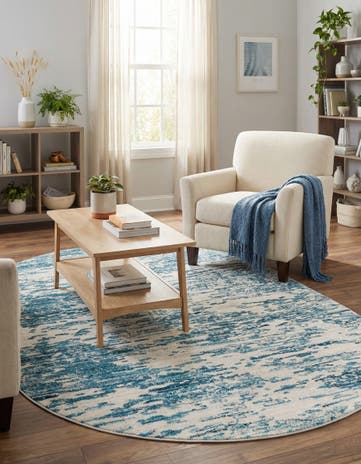 Blue Oasis Oval Rug