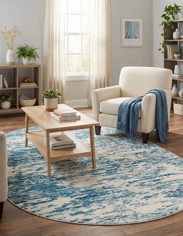 Blue Oasis Oval Rug