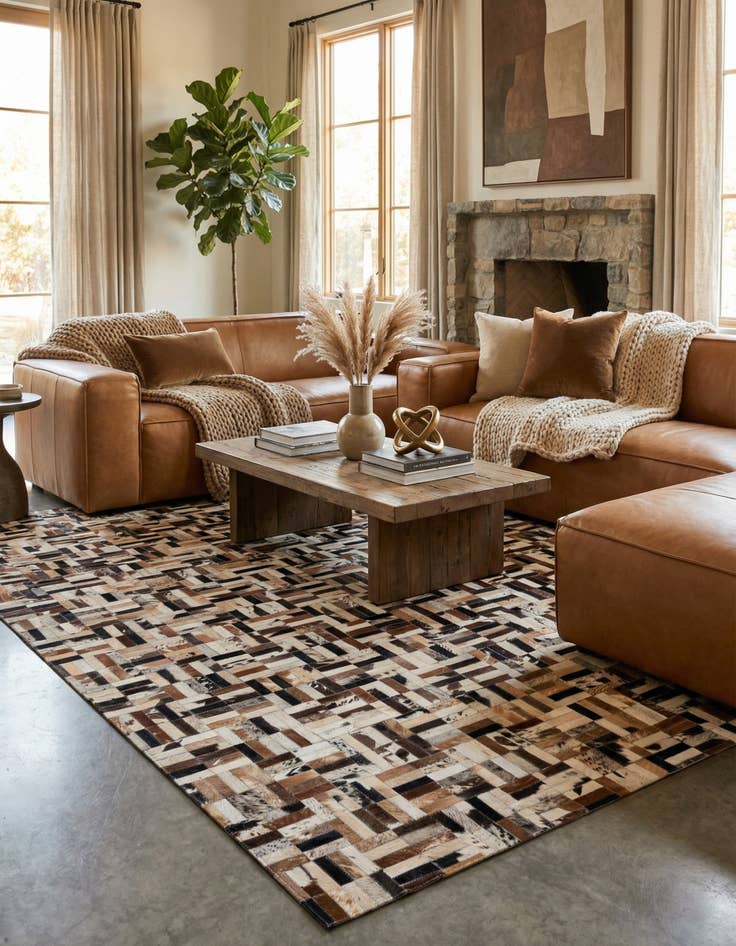 Detail image of  5' x 8' Cowhide - Patchwork Rug