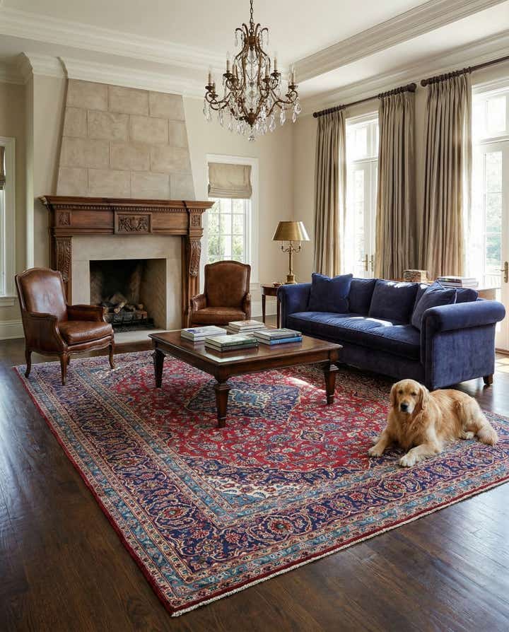 9' 10 x 12' 10 Hand Knotted Kashan Persian Wool Rug