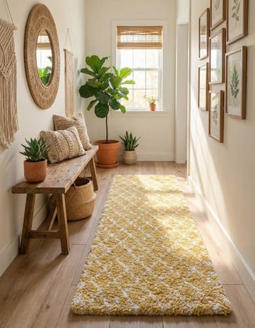 Yellow Moroccan Shag Runner Rug