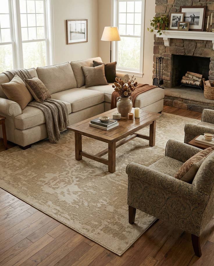 Detail image of 9' x 12' Easy-Clean Traditional Indoor / Outdoor Rug