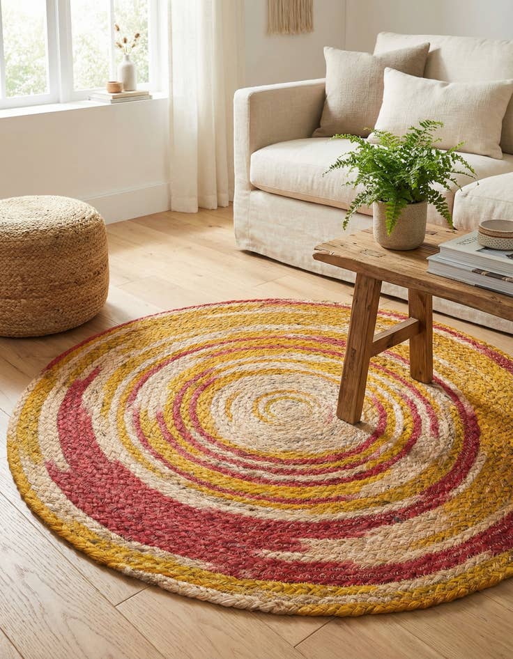 Detail image of  3' 1 x 3' 1  Hand Braided Jute Round Rug