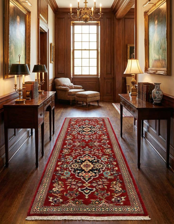 Detail image of  2' 5 x 6' 8  Hand Knotted Qom Persian Runner Rug