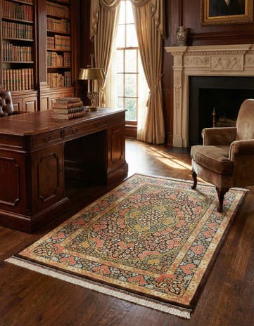 3' 4 x 4' 9 Ghom Silk Rug