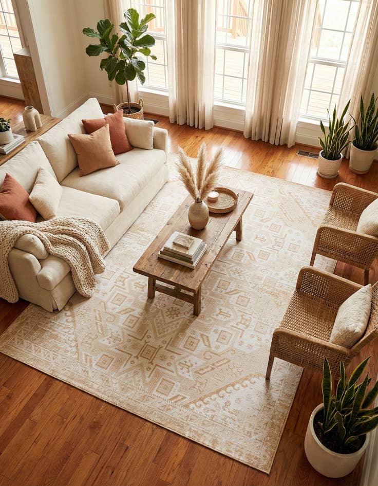 Detail image of  9' x 12'  Washable Aztec Indoor / Outdoor Rug