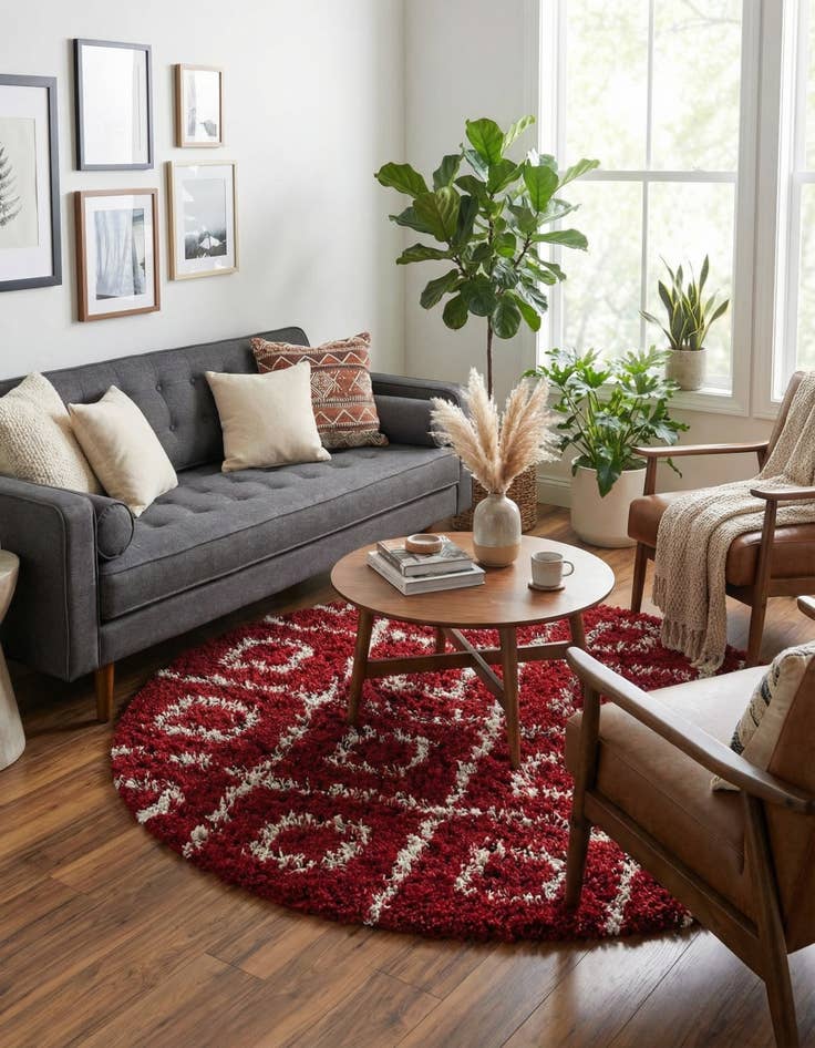 Detail image of  7' 10 x 7' 10 Lattice Shag Round Rug