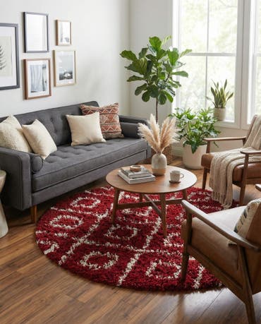  7' 10 x 7' 10 Lattice Shag Round Rug