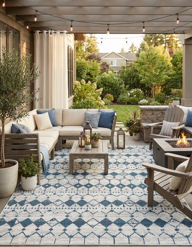 Detail image of 9' x 12'  Washable Trellis Indoor / Outdoor Rug