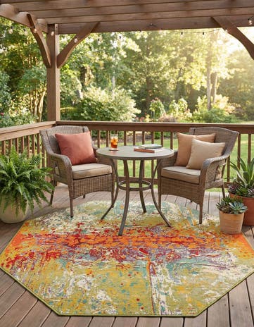 5' x 5' Easy-Clean Modern Indoor / Outdoor Octagon Rug