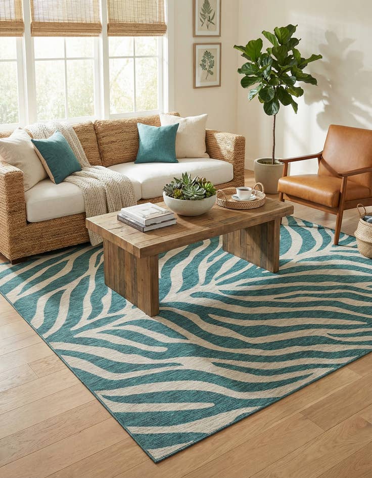 Detail image of 10' x 10'  Washable Safari Indoor / Outdoor Square Rug