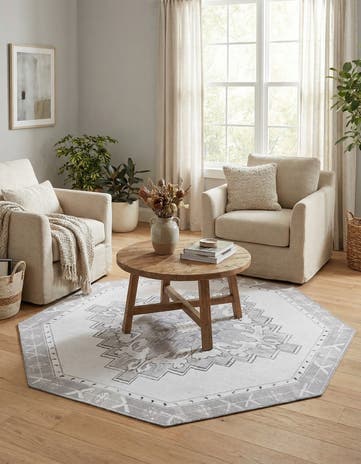 5' x 5' Washable Timeless Octagon Rug