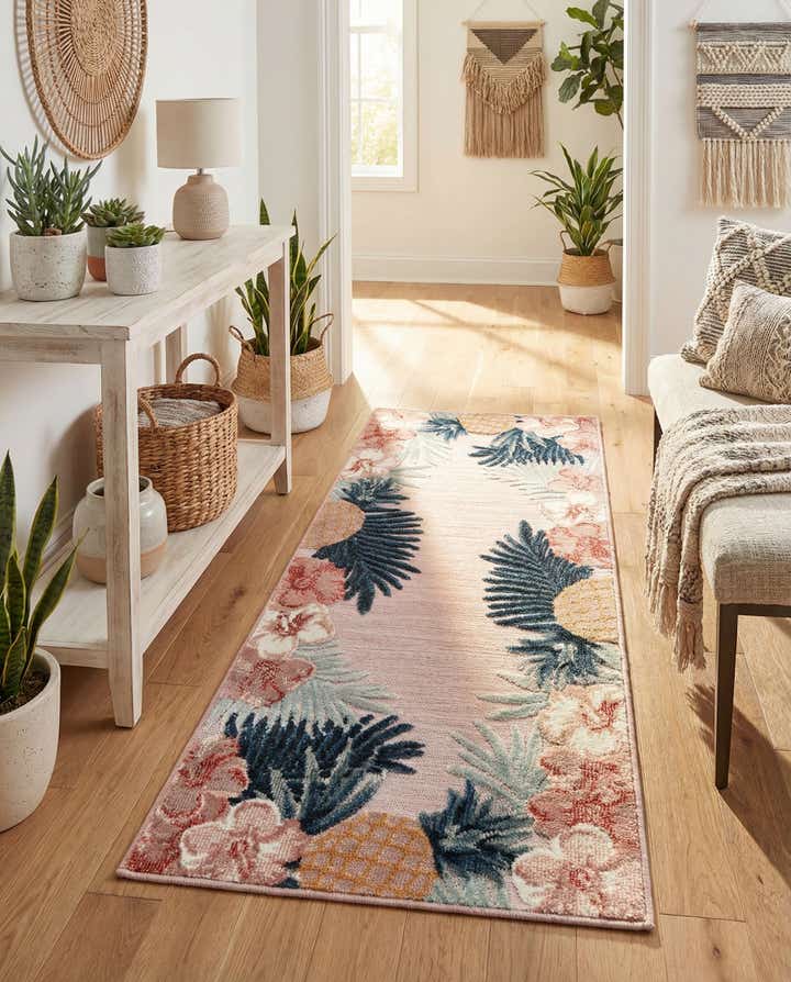 2' 2 x 5' 3 Easy-Clean Botanical Indoor / Outdoor Runner Rug