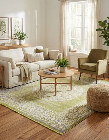 Light Green Modern Classical Square Rug