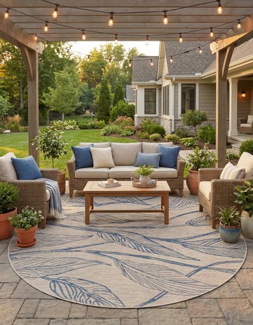 10' 8 x 10' 8 Easy-Clean Botanical Indoor / Outdoor Round Rug