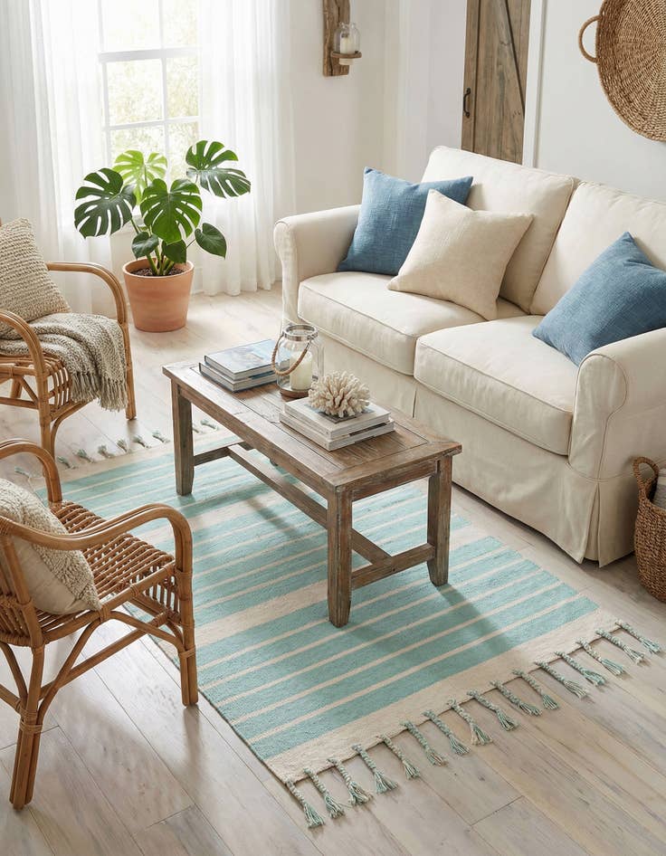 Detail image of  4' 1 x 6' 1  Hand Woven Chindi Cotton Rug