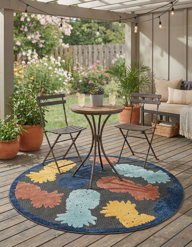 Detail image of 5' 3 x 5' 3 Easy-Clean Belize Indoor / Outdoor Round Rug