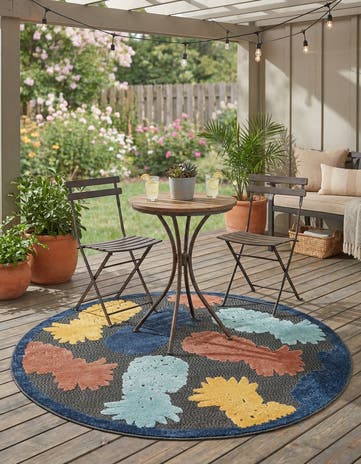 5' 3 x 5' 3 Easy-Clean Belize Indoor / Outdoor Round Rug