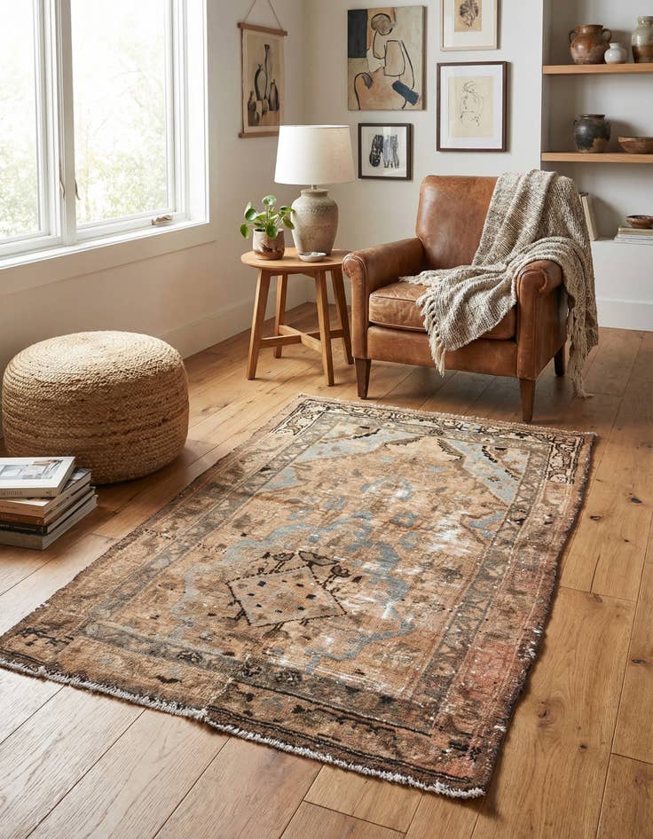 Detail image of 3' 4 x 5' 8  Hand Knotted Ultra Vintage Persian Wool Rug