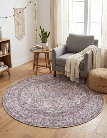 4' x 4' Washable Mangata Round Rug