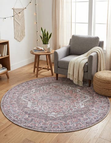 4' x 4' Washable Mangata Round Rug