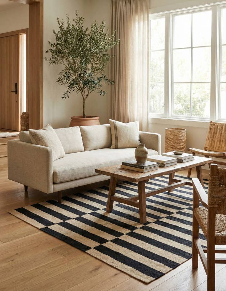 Detail image of 4' 2 x 5' 9  Hand Woven Kilim Modern Wool Rug