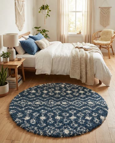  3' x 3' Moroccan Trellis Shag Round Rug