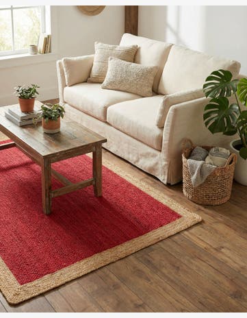 Red Handmade Braided Jute Rug