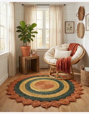 5' 1 x 5' 1 Handmade Braided Jute Round Rug